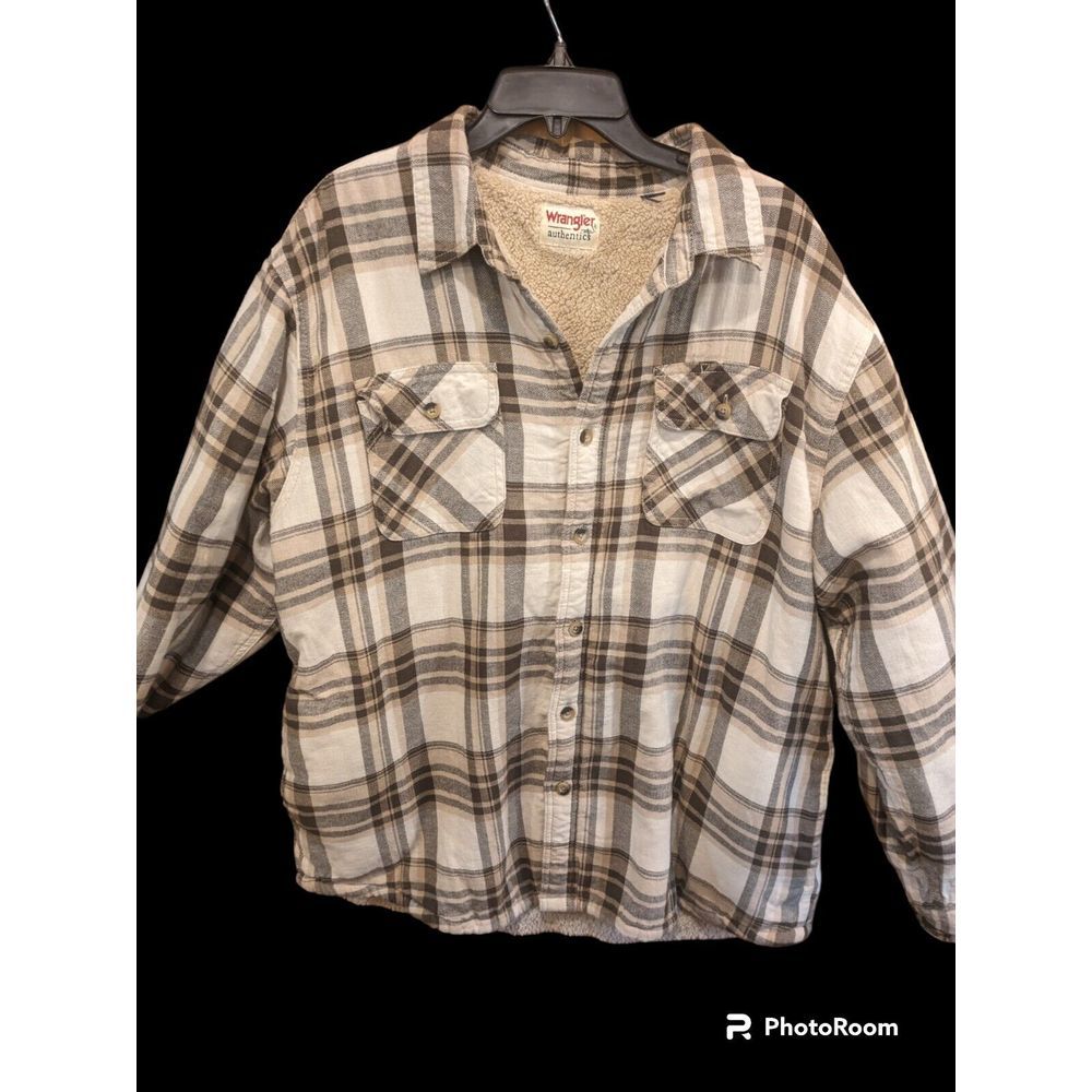 Wrangler Mens Long Sleeve Button Up Plaid Shirt Large-XL Pile Lined - Picture 1 of 5